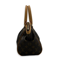 Tivoli Brown Top Handle Bag in Monogram Coated Canvas, Gold hardware