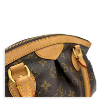 Tivoli Brown Top Handle Bag in Monogram Coated Canvas, Gold hardware