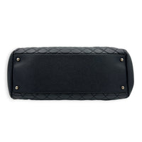 Just Mademoiselle Black Shoulder Bag in Caviar Leather, Silver hardware