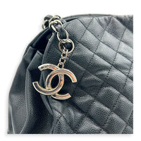 Just Mademoiselle Black Shoulder Bag in Caviar Leather, Silver hardware