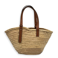 Anagram Tote Bag Brown in Raffia, Silver hardware