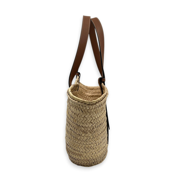 Anagram Tote Bag Brown in Raffia, Silver hardware