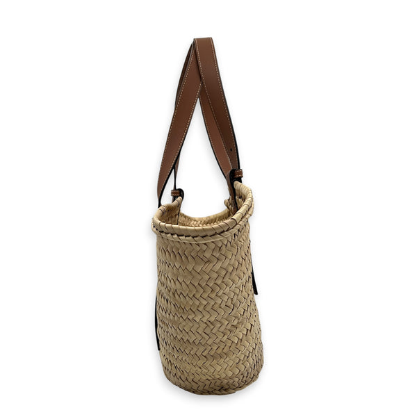 Anagram Tote Bag Brown in Raffia, Silver hardware