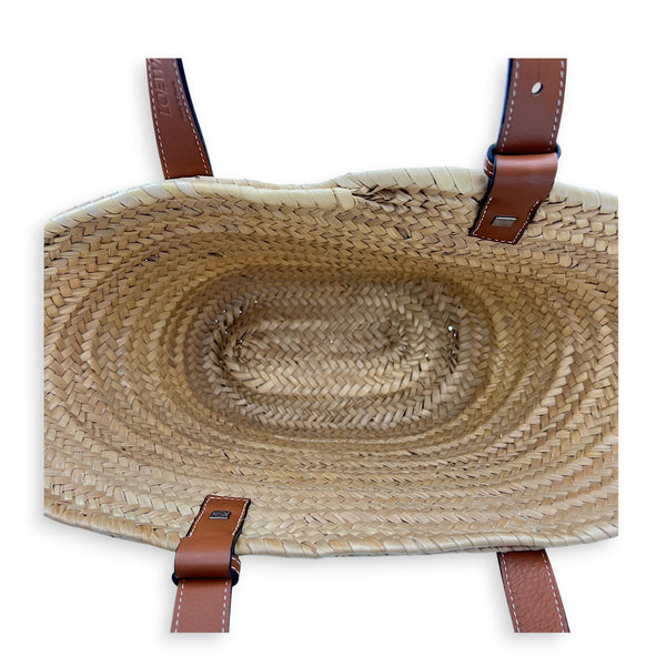 Anagram Tote Bag Brown in Raffia, Silver hardware