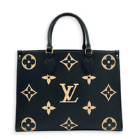 OnTheGo Tote Bag MM Black in Empreinte Leather, Gold hardware