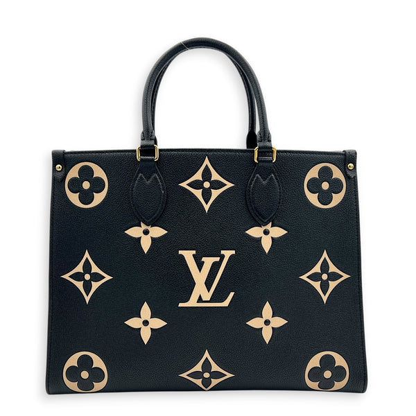 OnTheGo Tote Bag MM Black in Empreinte Leather, Gold hardware