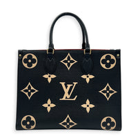 OnTheGo Tote Bag MM Black in Empreinte Leather, Gold hardware
