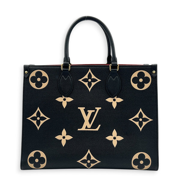 OnTheGo Tote Bag MM Black in Empreinte Leather, Gold hardware