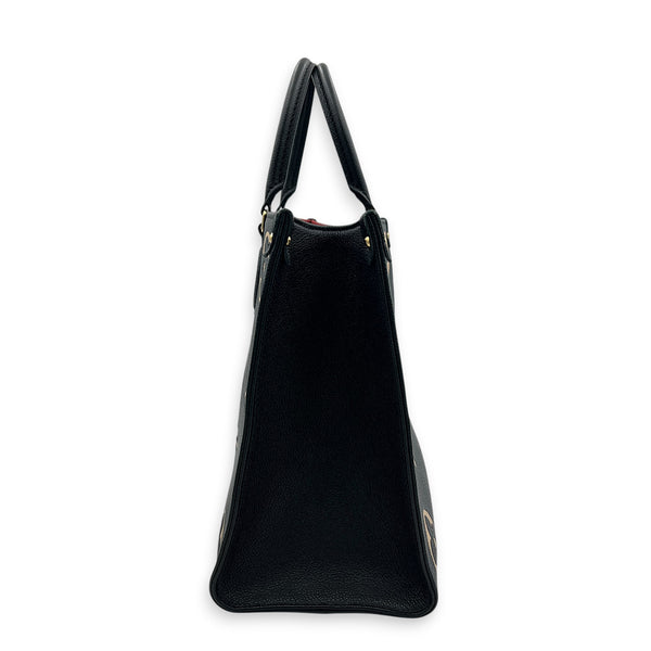 OnTheGo Tote Bag MM Black in Empreinte Leather, Gold hardware