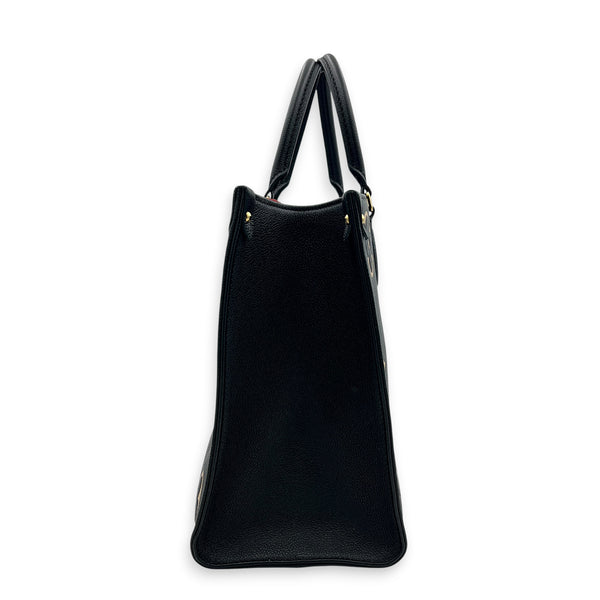 OnTheGo Tote Bag MM Black in Empreinte Leather, Gold hardware