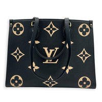 OnTheGo Tote Bag MM Black in Empreinte Leather, Gold hardware