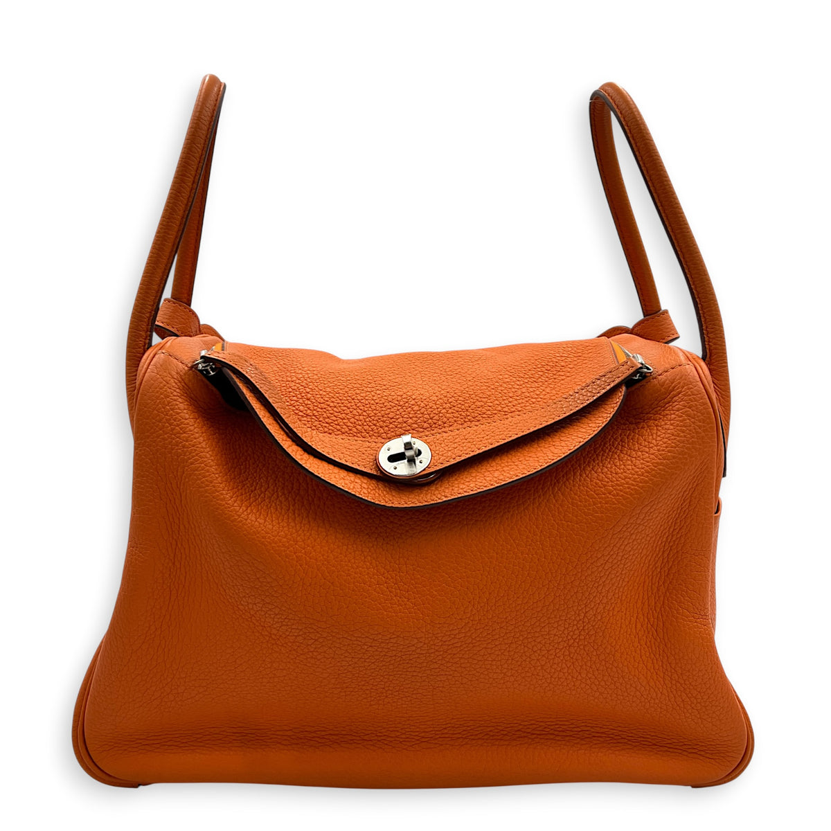 Lindy 34 Orange Shoulder Bag in Clemence, Palladium hardware