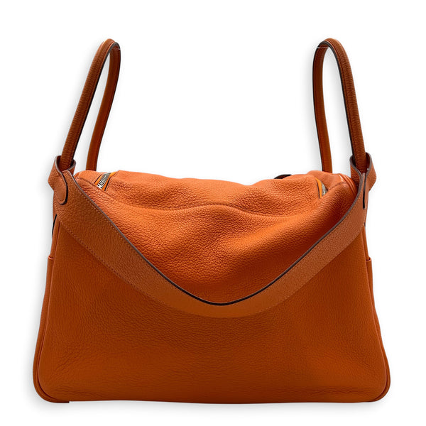 Lindy 34 Orange Shoulder Bag in Clemence, Palladium hardware