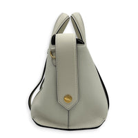 365 Boston White Top Handle Bag in Calfskin, Gold hardware