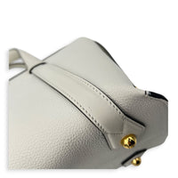 365 Boston White Top Handle Bag in Calfskin, Gold hardware
