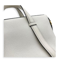 365 Boston White Top Handle Bag in Calfskin, Gold hardware