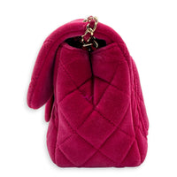 Mini Square Crystal Pearl Crush Pink Crossbody Bag in Velvet, Gold hardware