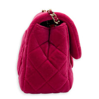 Mini Square Crystal Pearl Crush Pink Crossbody Bag in Velvet, Gold hardware