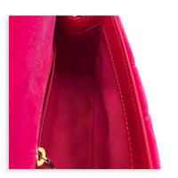 Mini Square Crystal Pearl Crush Pink Crossbody Bag in Velvet, Gold hardware