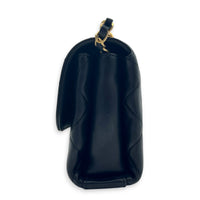 Quilted CC Crystal Logo Chain Mini Black Top Handle Bag in Lambskin,  hardware