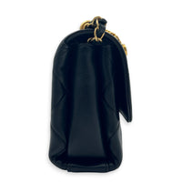 Quilted CC Crystal Logo Chain Mini Black Top Handle Bag in Lambskin,  hardware