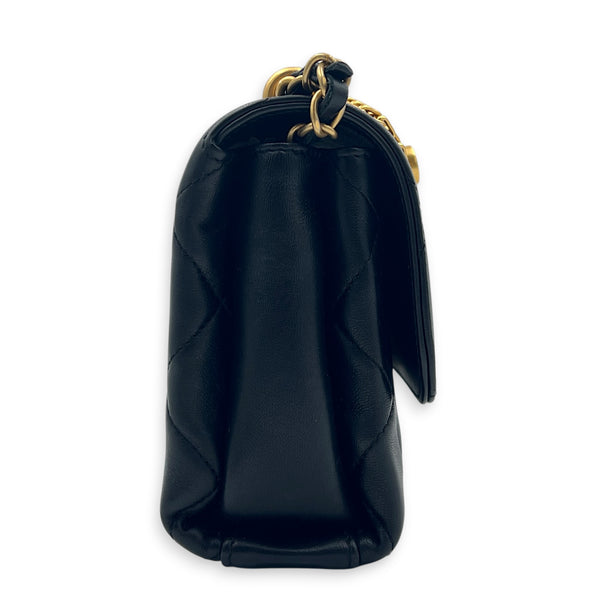 Quilted CC Crystal Logo Chain Mini Black Top Handle Bag in Lambskin,  hardware