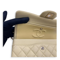 Classic Double Flap Shoulder Bag Small Yellow in Caviar Leather, Gold hardware