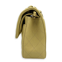 Classic Double Flap Shoulder Bag Small Yellow in Caviar Leather, Gold hardware