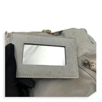 Velo Grey Top Handle Bag in Calfskin, Rose Gold hardware