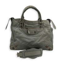 Velo Grey Top Handle Bag in Calfskin, Rose Gold hardware