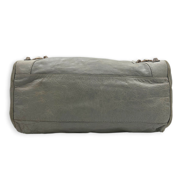 Velo Grey Top Handle Bag in Calfskin, Rose Gold hardware