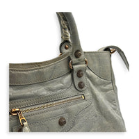 Velo Grey Top Handle Bag in Calfskin, Rose Gold hardware