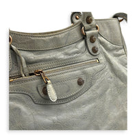Velo Grey Top Handle Bag in Calfskin, Rose Gold hardware
