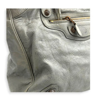 Velo Grey Top Handle Bag in Calfskin, Rose Gold hardware