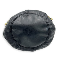 PomPon Black Top Handle Bag in Lambskin, Gold hardware