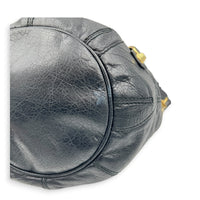 PomPon Black Top Handle Bag in Lambskin, Gold hardware