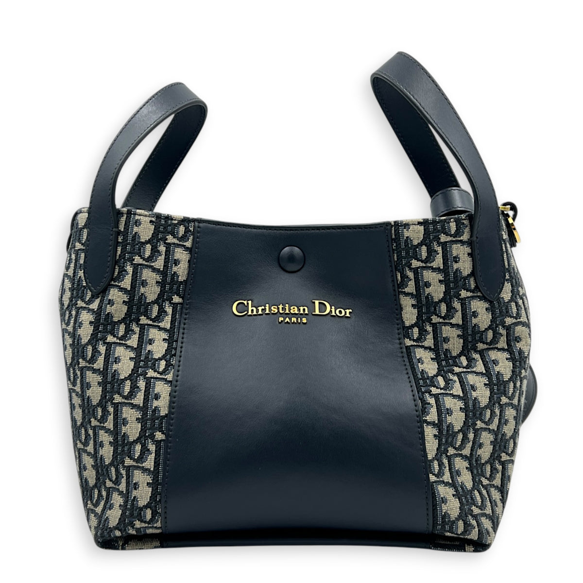 Signature  Bucket Bag Small Blue Dior Oblique in Jacquard, Gold hardware