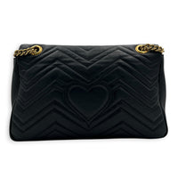 GG Marmont Shoulder Bag Black in Calfskin, Gold hardware