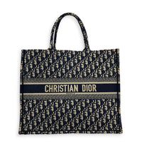 Book Tote Top Handle Bag Large Blue in Jacquard