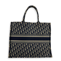 Book Tote Top Handle Bag Large Blue in Jacquard