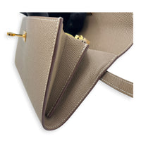 Kelly Etoupe Wallet in Epsom, Gold hardware