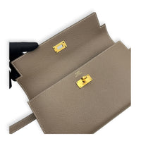 Kelly Etoupe Wallet in Epsom, Gold hardware