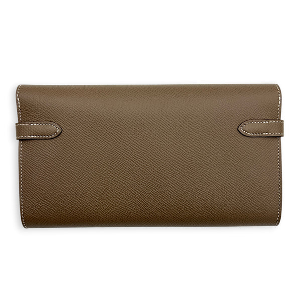 Kelly Etoupe Wallet in Epsom, Gold hardware