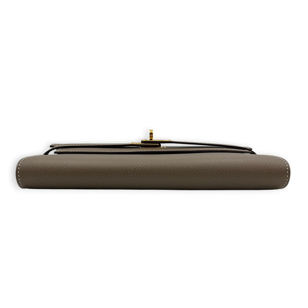 Kelly Etoupe Wallet in Epsom, Gold hardware
