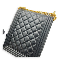 Boy Crossbody Bag North South  Black in Lambskin