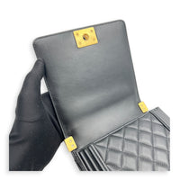 Boy Crossbody Bag North South  Black in Lambskin