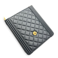 Boy Crossbody Bag North South  Black in Lambskin