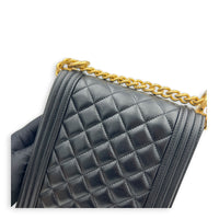 Boy Crossbody Bag North South  Black in Lambskin
