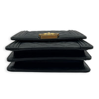 Boy Crossbody Bag North South  Black in Lambskin