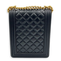 Boy Crossbody Bag North South  Black in Lambskin